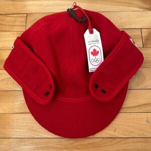 Hudson's Bay Company Wool Winter Hat Canada Olympics Unisex Fleece Red 2014 NWT